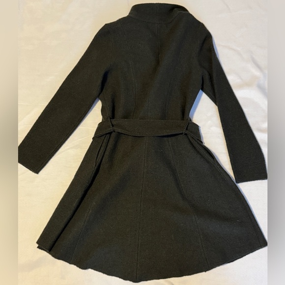 Anthropologie Sparrow Belted Shawled 100% Wool Sweater Coat Green Belted EUC - Picture 3 of 9